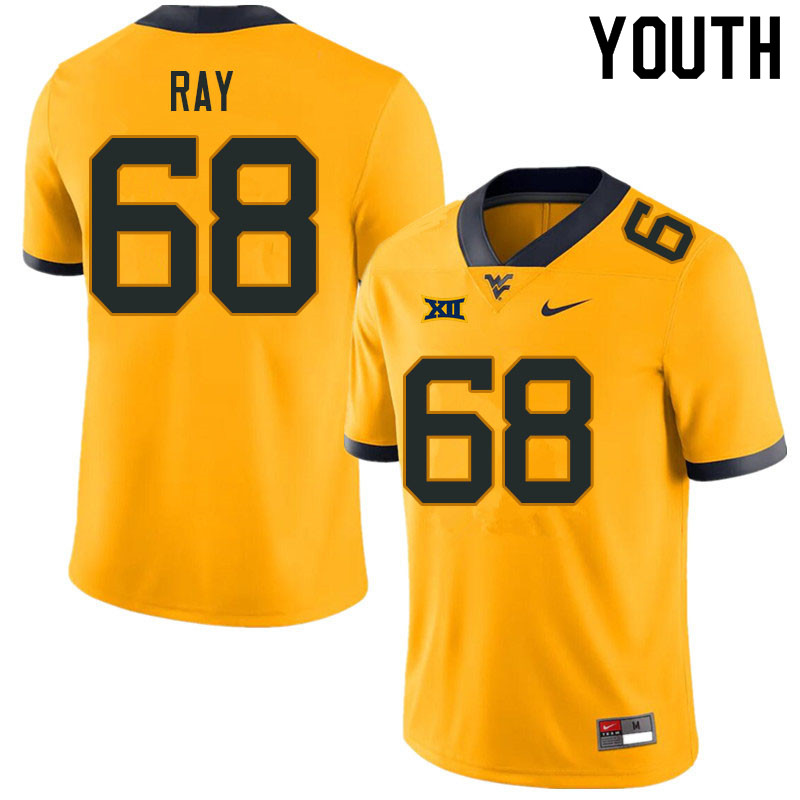 Youth #68 Dylan Ray West Virginia Mountaineers College Football Jerseys Sale-Gold - Click Image to Close